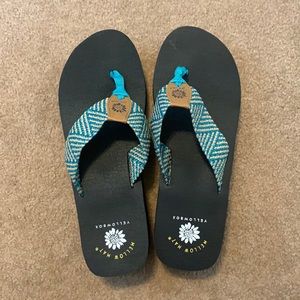 Yellow Box flip flops